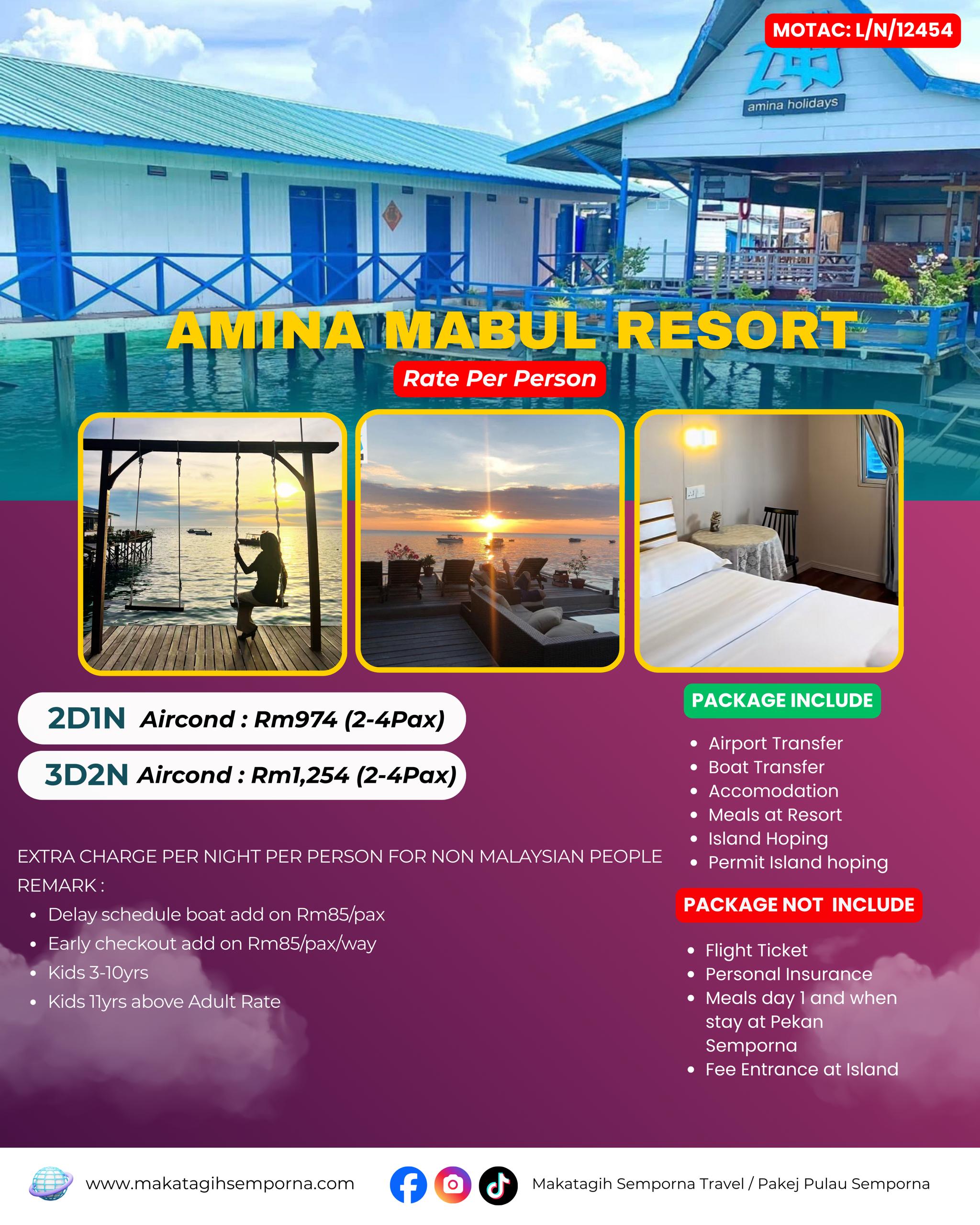 Package economy semporna 2026 amina mabul resort