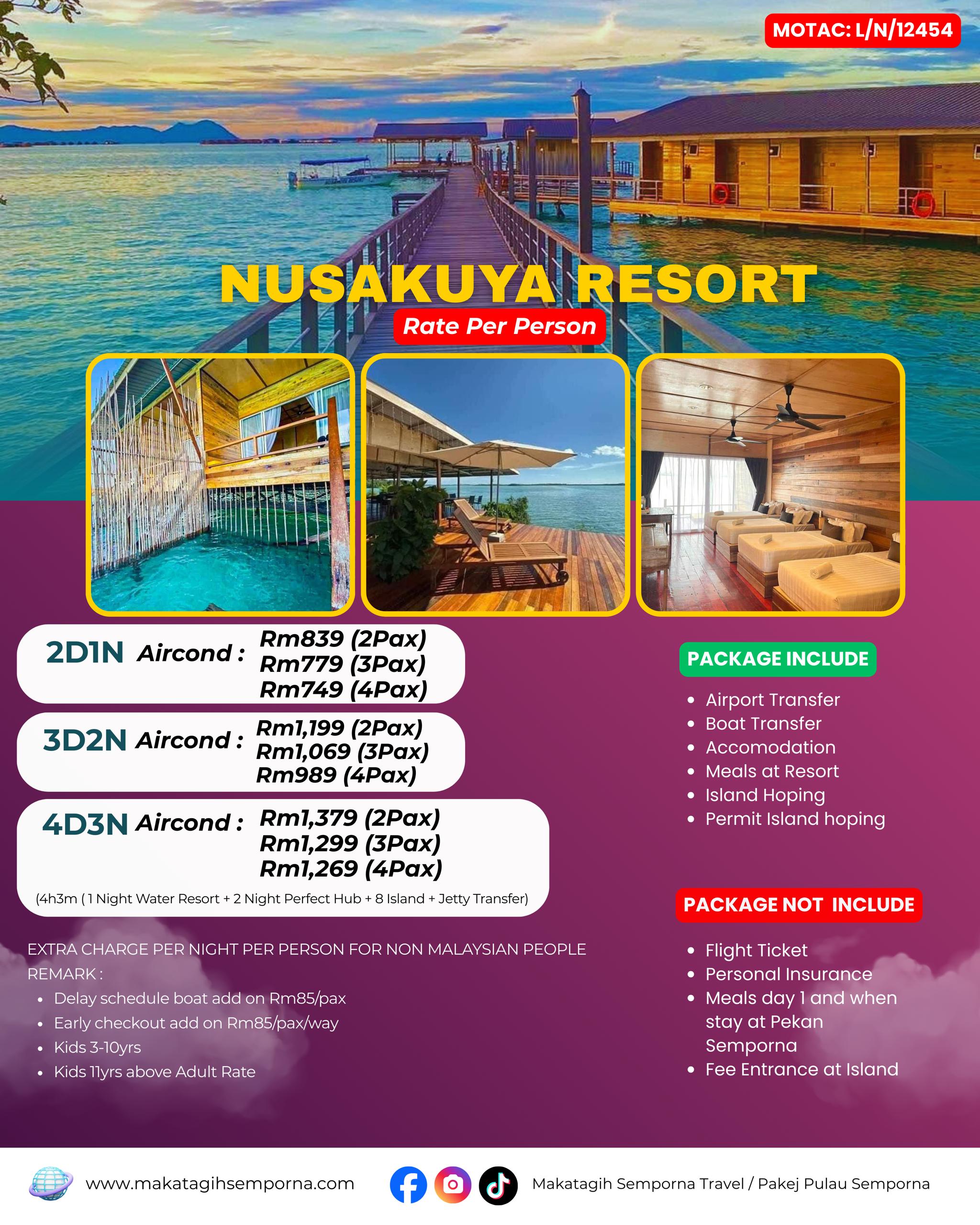 Package economy semporna 2026 nusakuya resort