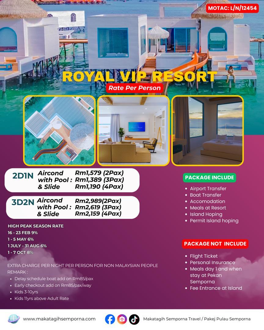 Package premium semporna 2026 royal resort VIP
